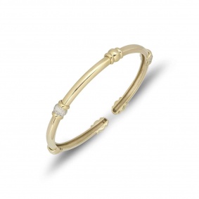 Yellow Gold Diamond Torque Cuff Bangle